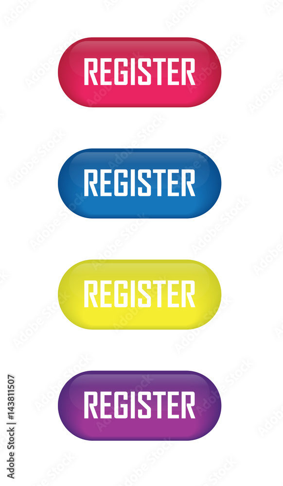 Set of glossy button register icons for your design Set of glossy button register icons for your design