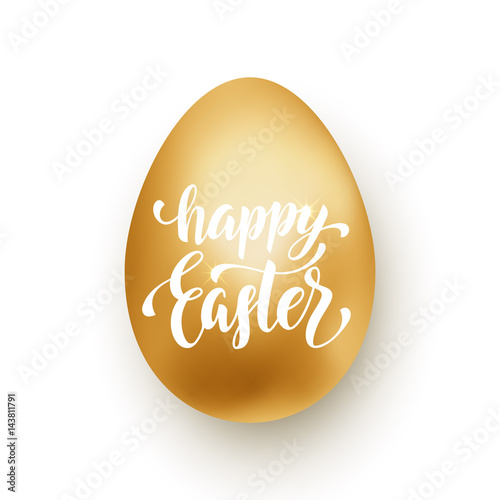 Happy Easter gold glitter egg vector premium paschal greeting card
