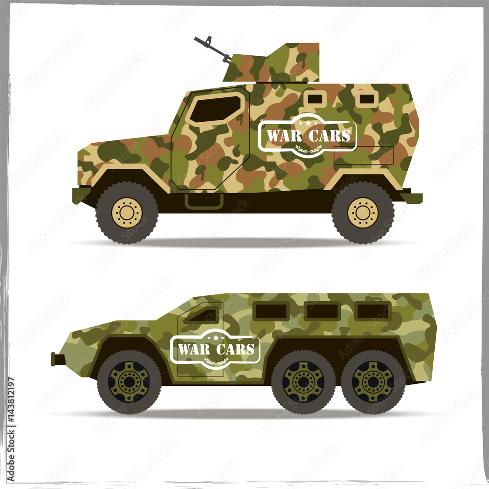 Obraz premium Vector military car icons