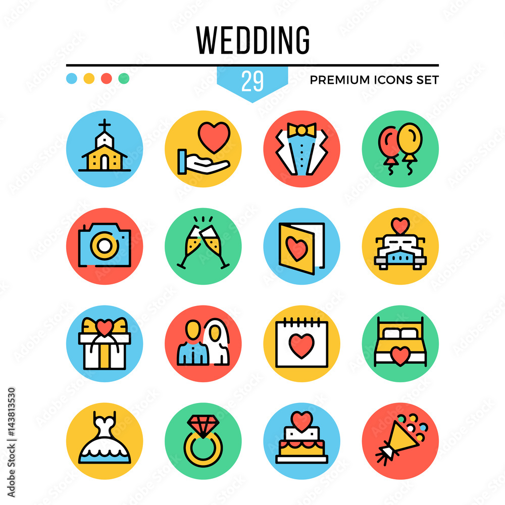 Wedding icons. Modern thin line icons set. Premium quality. Outline symbols, graphic elements, concepts, flat line icons. Creative vector illustration Wedding icons. Modern thin line icons set. Premium quality. Outline symbols, graphic elements, concepts, flat line icons. Creative vector illustration
