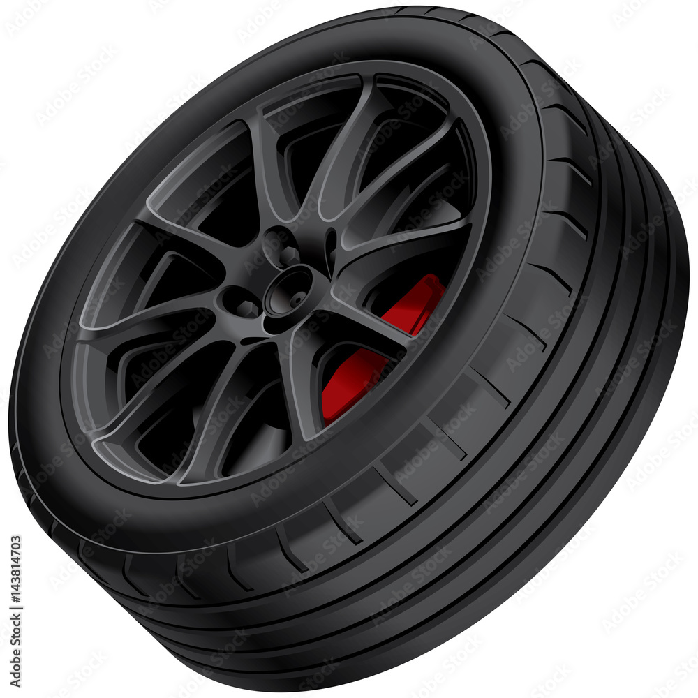 Obraz premium Black alloy wheel