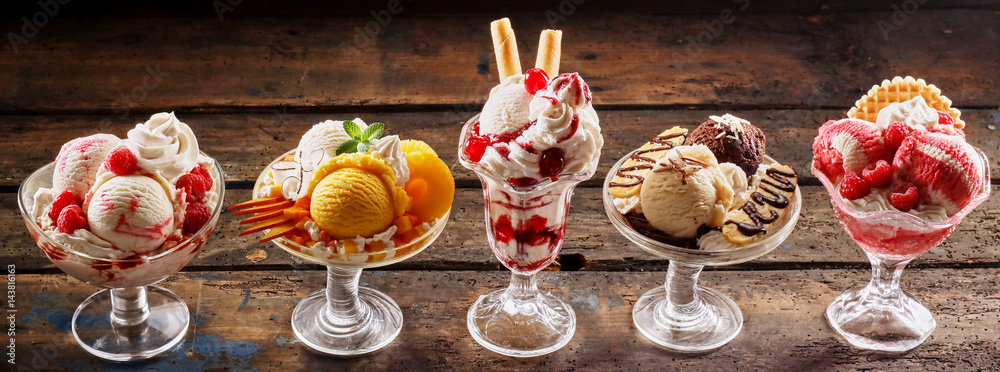 Photo & Art Print Row of gourmet ice-cream desserts