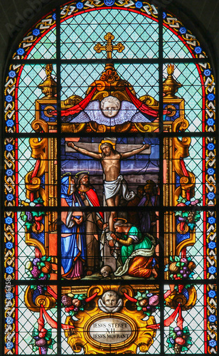 Jesus on the Cross - Stained Glass in Beguinage Church