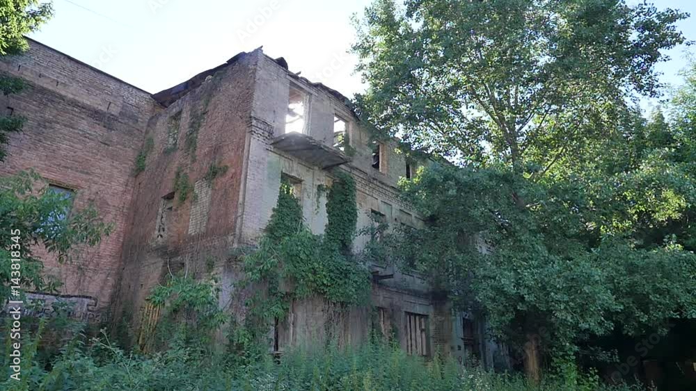 Sun Shines Over Lovely Abandoned Bricks Buildings Overgrown With Plants Old House is the Symbol of Time Deserted Ruins People's Evacuation After Catastrophe Sun Shines Over Lovely Abandoned Bricks Buildings Overgrown With Plants Old House is the Symbol of Time Deserted Ruins People's Evacuation After Catastrophe