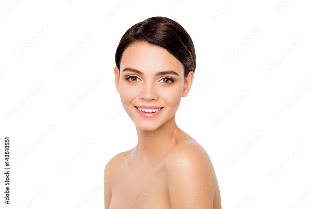 Portrait of young beautiful woman showing ideal face Portrait of young beautiful woman showing ideal face