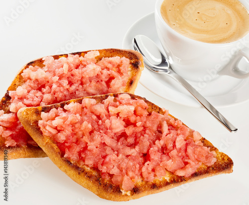 Fresh salsa on a deep fried tostada photo