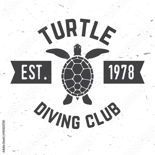 Turtle diving club. Vector illustration.