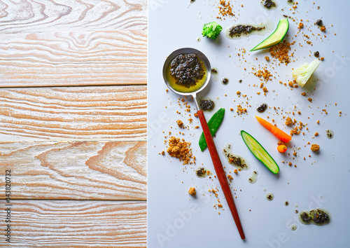 Fototapeta Naklejka Na Ścianę i Meble -  abstract gastronomy vanguard concept molecular cuisine