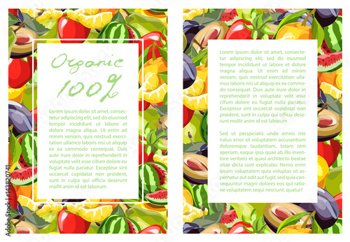 Vertical banner with drawn fruits