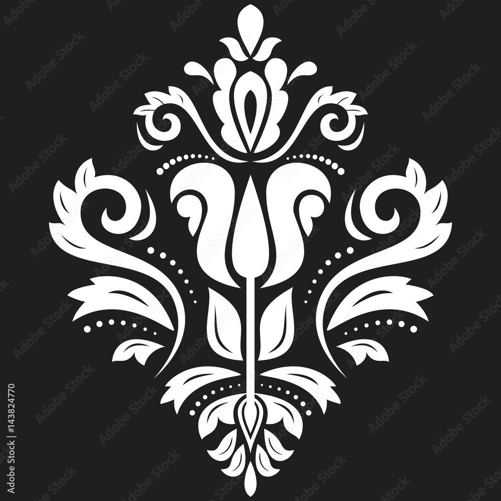 Elegant vector ornament in classic style. Abstract traditional pattern with oriental elements. Classic vintage black and white pattern