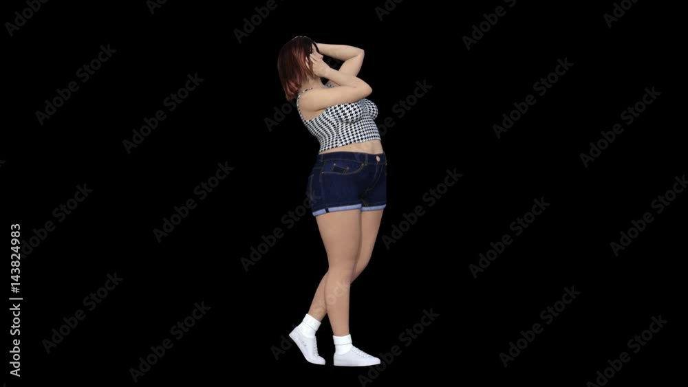 Conceptual overweight big, heavy or fat woman before and after diet, fitness or liposuction turning into a beautiful slim fit young girl. A 4k video 3D rendering animation isolated on black background Conceptual overweight big, heavy or fat woman before and after diet, fitness or liposuction turning into a beautiful slim fit young girl. A 4k video 3D rendering animation isolated on black background