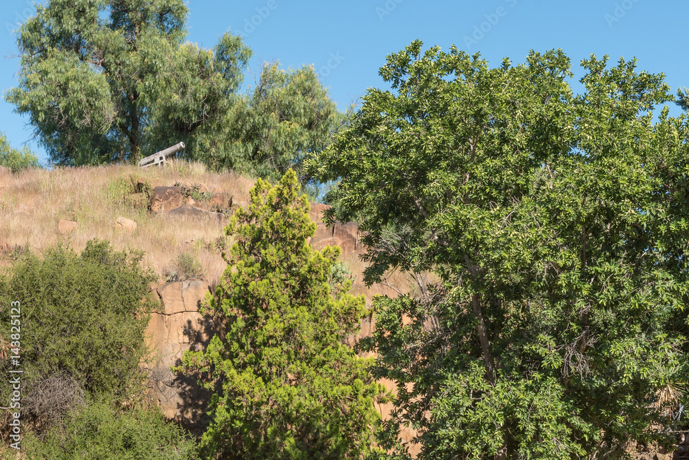 View of a cannon on a hill in Philippolis