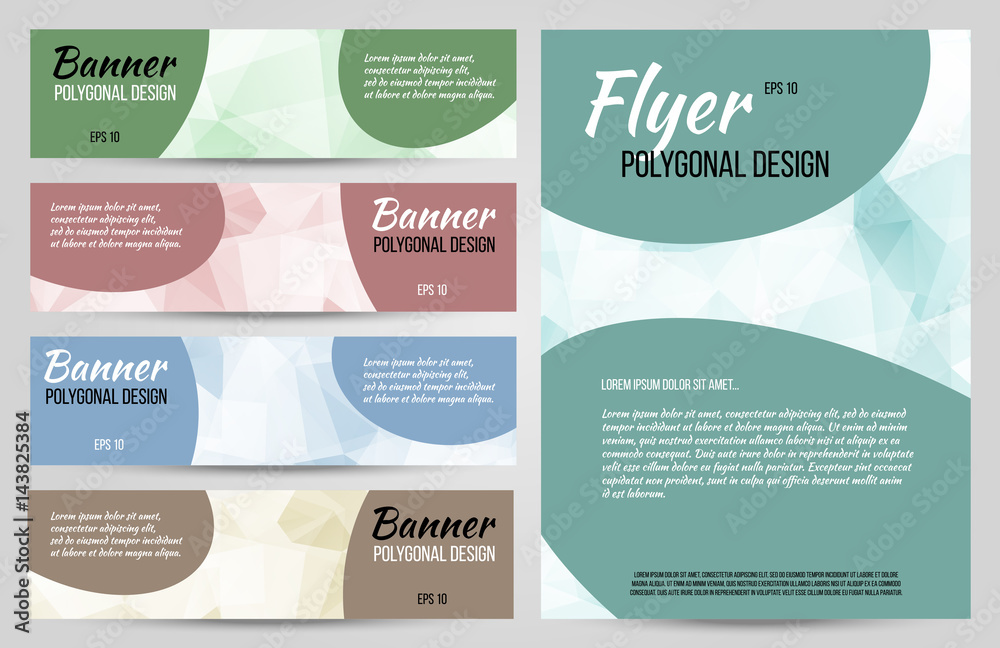 Low poly banners set Low poly banners set