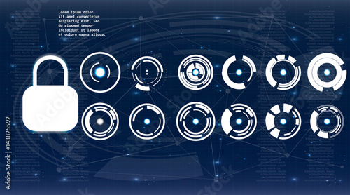 Safety screen.Futuristic user interface. Abstract virtual graphic touch user interface. HUD. Hi-tech basic. Blue and white elements. UI hud infographic interface screen monitor radar set web elements