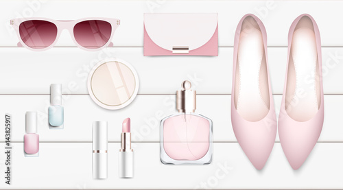  Fashion accessories and cosmetics collection vector illustration