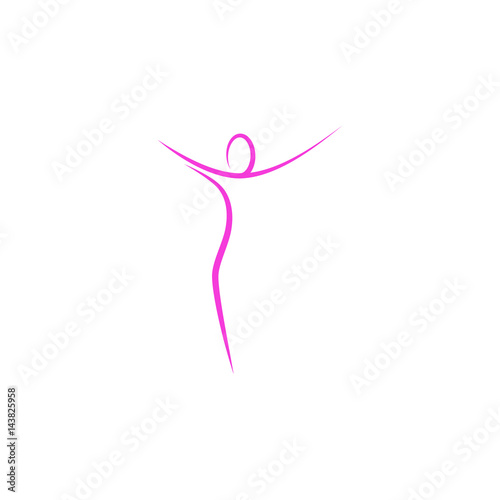 Abstract outline standing body woman logo, thin lines style figure of a young girl model for the emblem of the spa salon