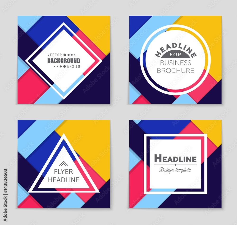 Fototapeta premium Abstract vector layout background set. For art template design, list, front page, mockup brochure theme style, banner, idea, cover, booklet, print, flyer, book, blank, card, ad, sign, sheet,, a4