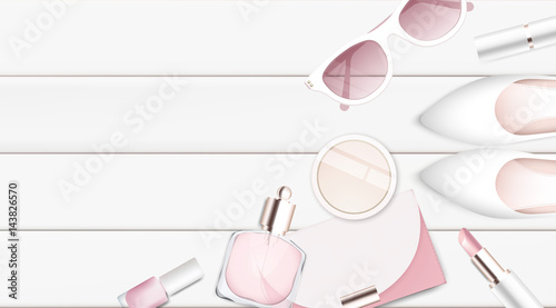 Fashion accessories and cosmetics collection vector illustration