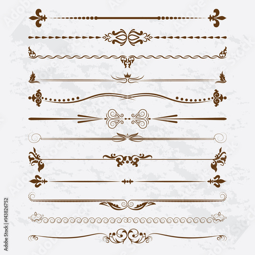 Large set of dividers. Vector calligraphic design elements and page decoration