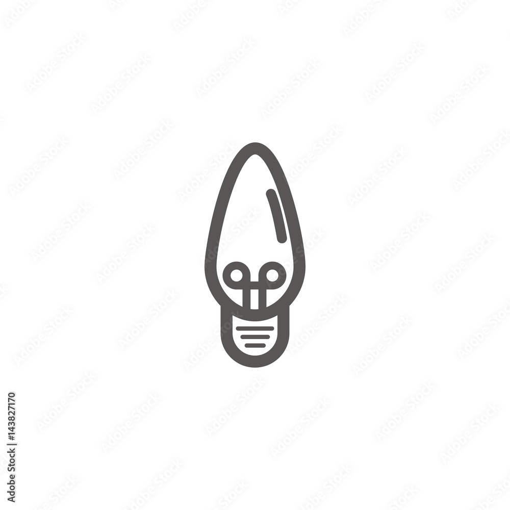 Simple vector icon of a bulb. Traditional ellipse form. Silhouette.
Simple vector icon of a bulb. Traditional ellipse form. Silhouette.