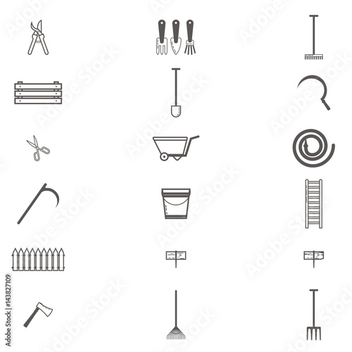 Set of different gardening tools. Garden items. Flat design illustration of items for gardening. Vector illustration.
