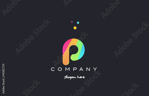p colored rainbow creative colors alphabet letter logo icon