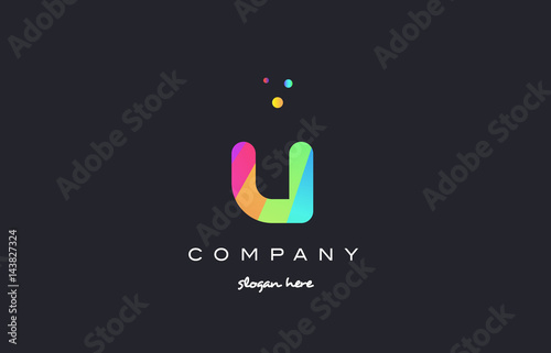 u colored rainbow creative colors alphabet letter logo icon