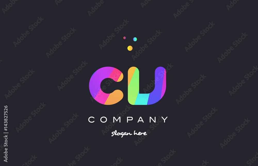 cv c v  colored rainbow creative colors alphabet letter logo icon