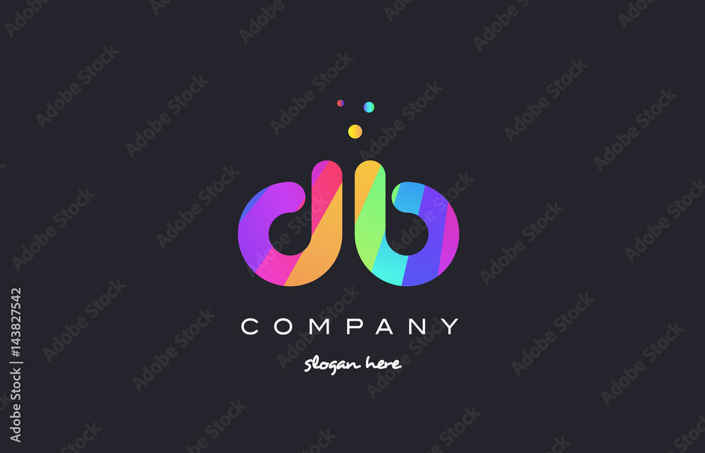 db d b  colored rainbow creative colors alphabet letter logo icon - obrazy, fototapety, plakaty 