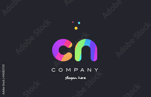 cn c n  colored rainbow creative colors alphabet letter logo icon