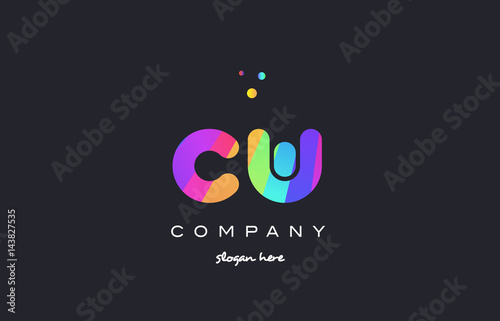 cw c w  colored rainbow creative colors alphabet letter logo icon