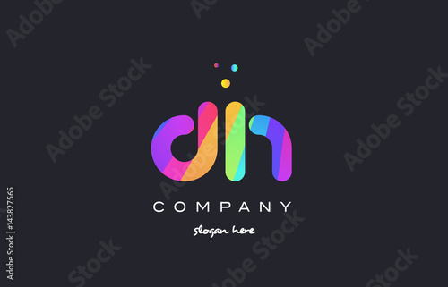 dh d h  colored rainbow creative colors alphabet letter logo icon