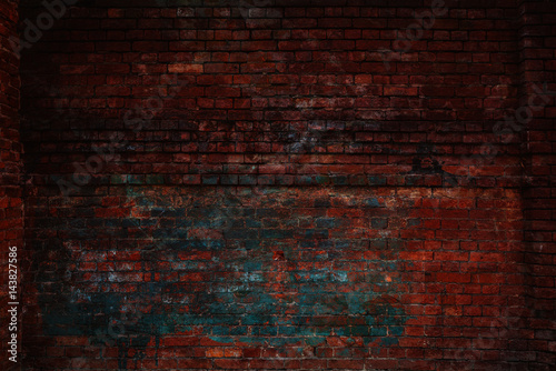 Blank background of brick. A wall of textured brick. Dark grunge art background. Free space empty