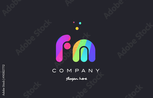 fm f m  colored rainbow creative colors alphabet letter logo icon
