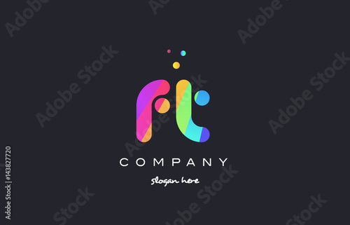 ft f t  colored rainbow creative colors alphabet letter logo icon