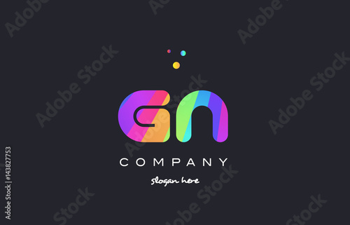 gn g n colored rainbow creative colors alphabet letter logo icon