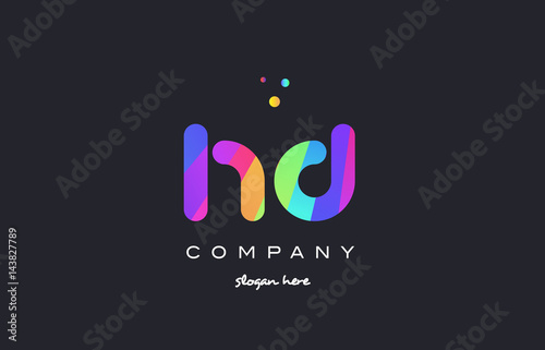 hd h d  colored rainbow creative colors alphabet letter logo icon