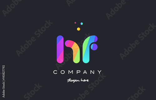 hf h f  colored rainbow creative colors alphabet letter logo icon
