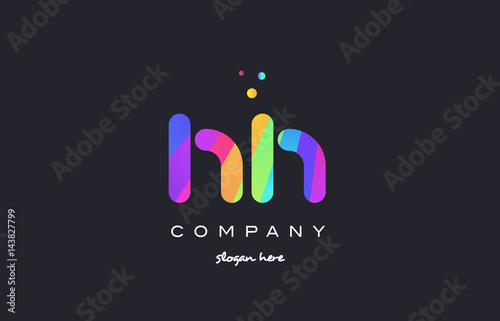 hh h h  colored rainbow creative colors alphabet letter logo icon