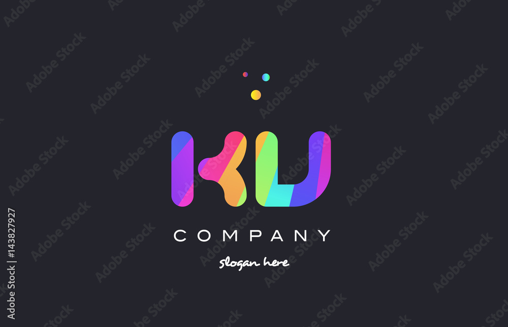 kv k v  colored rainbow creative colors alphabet letter logo icon