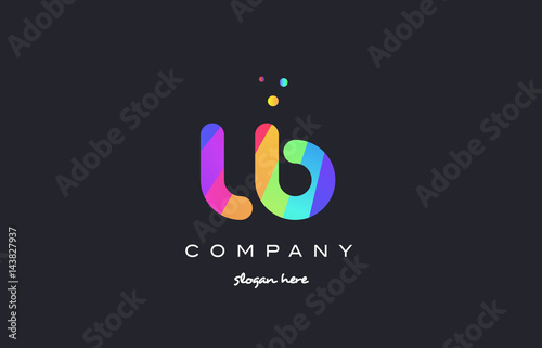 lb l b  colored rainbow creative colors alphabet letter logo icon