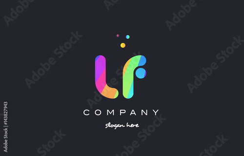 lf l f  colored rainbow creative colors alphabet letter logo icon
