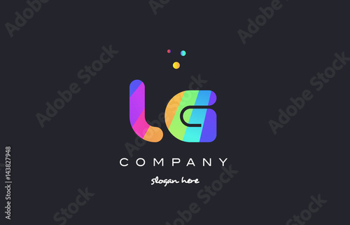 lg l g  colored rainbow creative colors alphabet letter logo icon