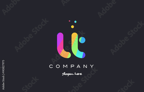 Plakat w ramie lt l t colored rainbow creative colors alphabet letter logo icon