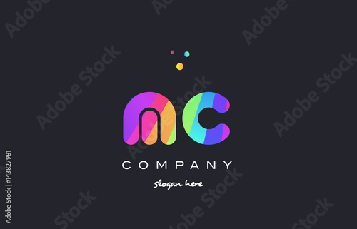 mc m c  colored rainbow creative colors alphabet letter logo icon
