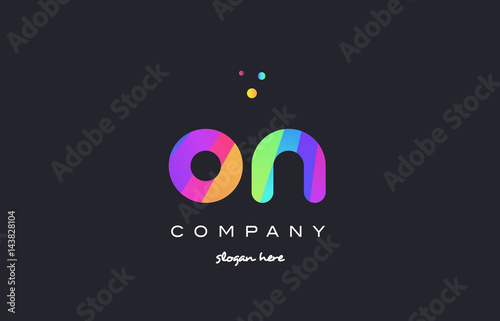 on o n  colored rainbow creative colors alphabet letter logo icon