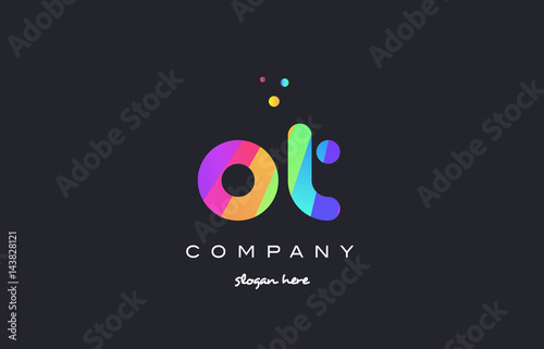 ot o t  colored rainbow creative colors alphabet letter logo icon