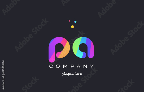 pa p a  colored rainbow creative colors alphabet letter logo icon