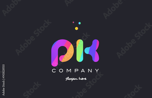 pk p k  colored rainbow creative colors alphabet letter logo icon