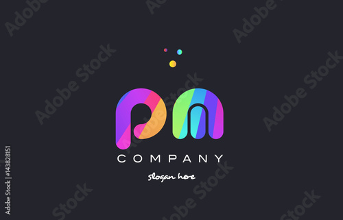 pm p l  colored rainbow creative colors alphabet letter logo icon